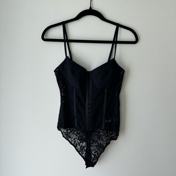 NWOT Intimately Free People Black Lace Night Rhythm Thong Bodysuit M | Lingerie - Picture 8 of 11
